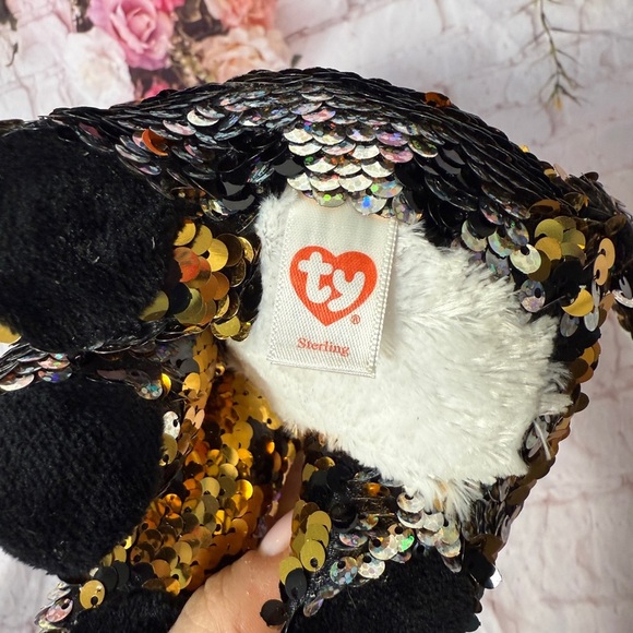 Sequin TY Flippables Leopard Plush with Blue Eyes - Picture 5 of 6